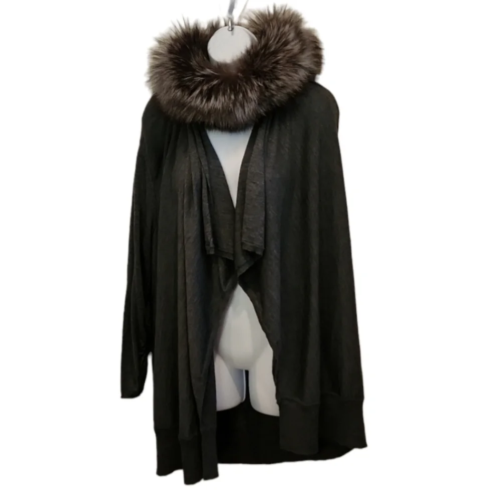 Alice and Olivia Fox Fur Cashmere Blend Cardigan - Picture 3 of 8